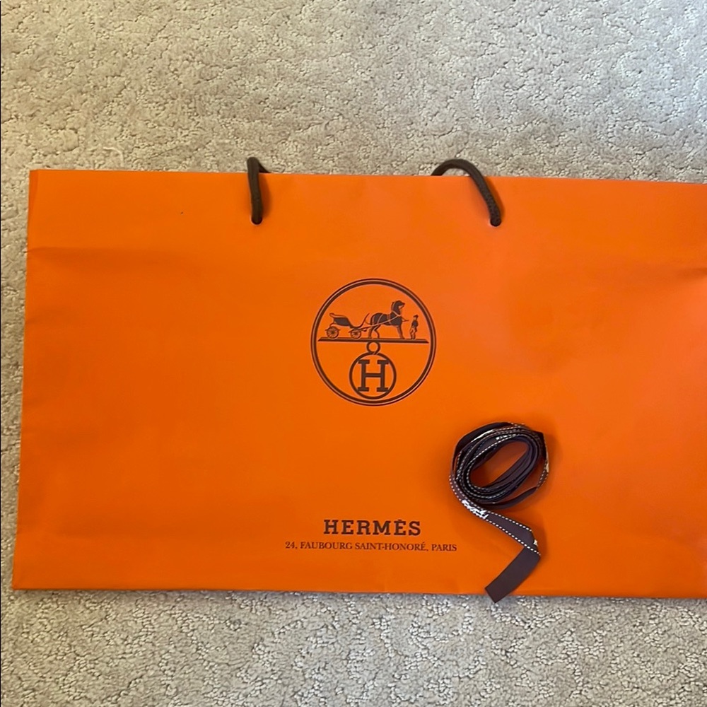 Hermès Orange Shopping Bag & Long Ribbon